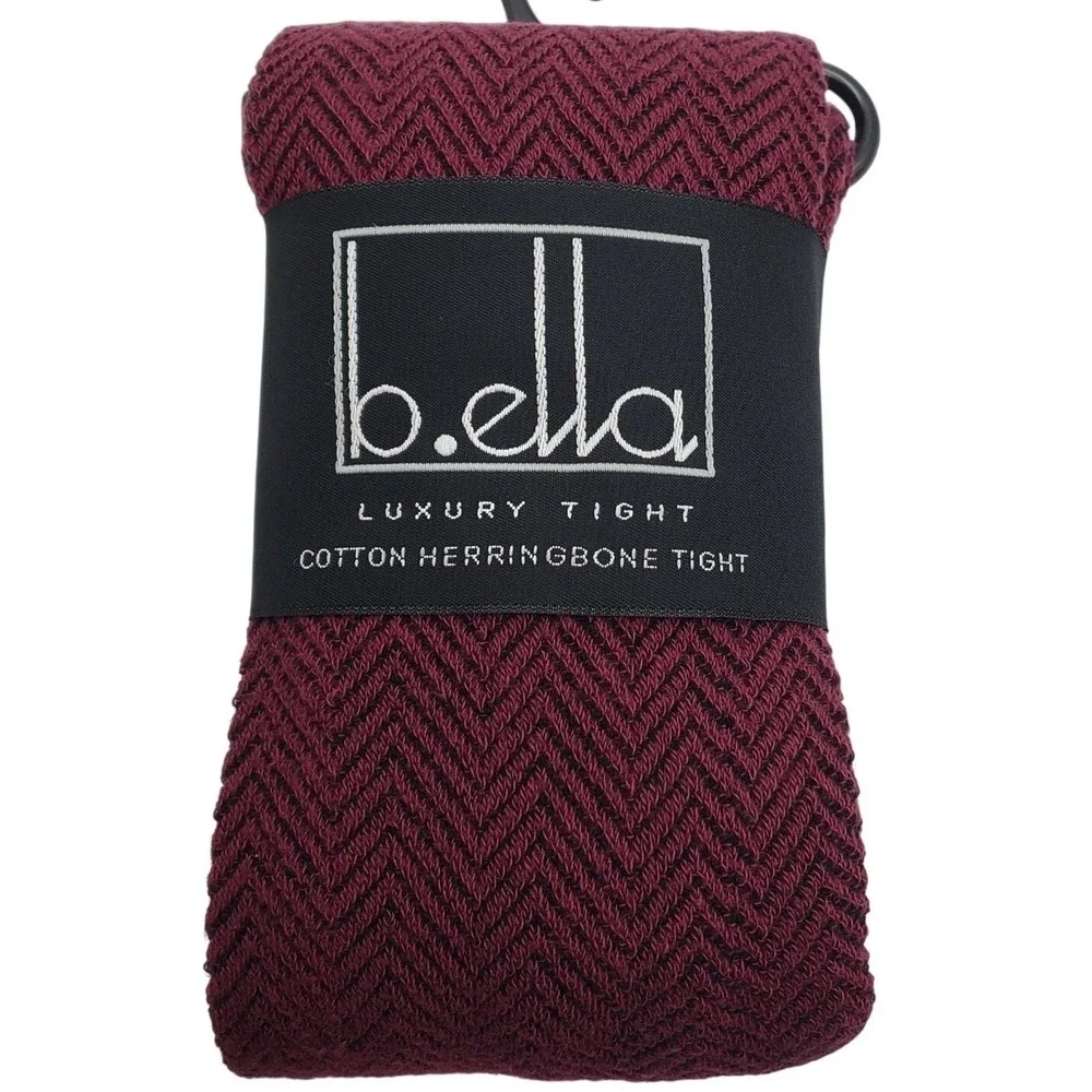 Burgundy Cotton Tights Tall Herringbone Opaque Red Wine B.ella New T Warm Cozy